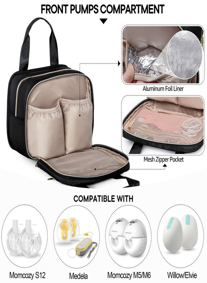 Fasrom Wearable Breast Pump Bag with Cooler and Ice Pack Compatible with Momcozy, Medela and Elvie Pumps, Insulated Pump Carrying Case to Hold Extra Pump Parts, Black (Patent Design) - Image 2